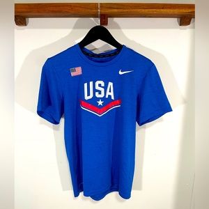 Nike Blue Dri Fit USA Weightlifting Shirt Mens Small